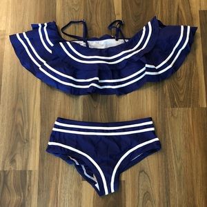 Off the Shoulder Ruffle High Wasted Bikini